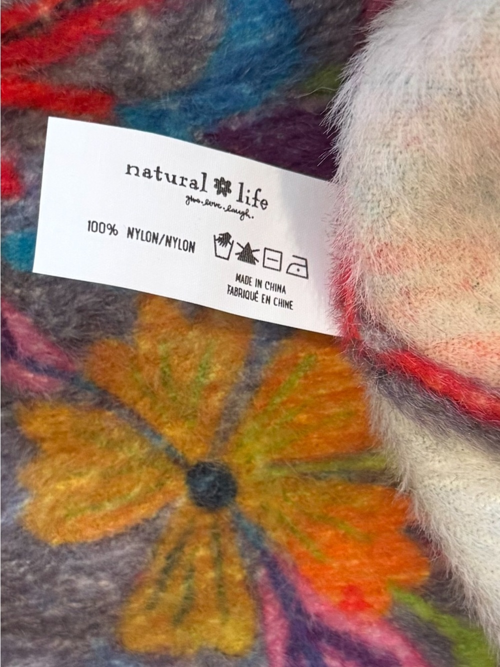 NATURAL LIFE  NWOT Cashmere Like Fuzzy  Bright Floral Print Sweater - Picture 7 of 8